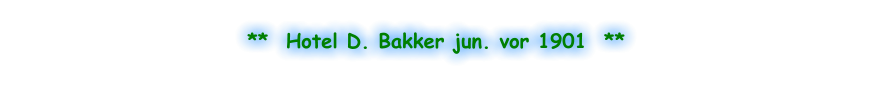 **  Hotel D. Bakker jun. vor 1901  **