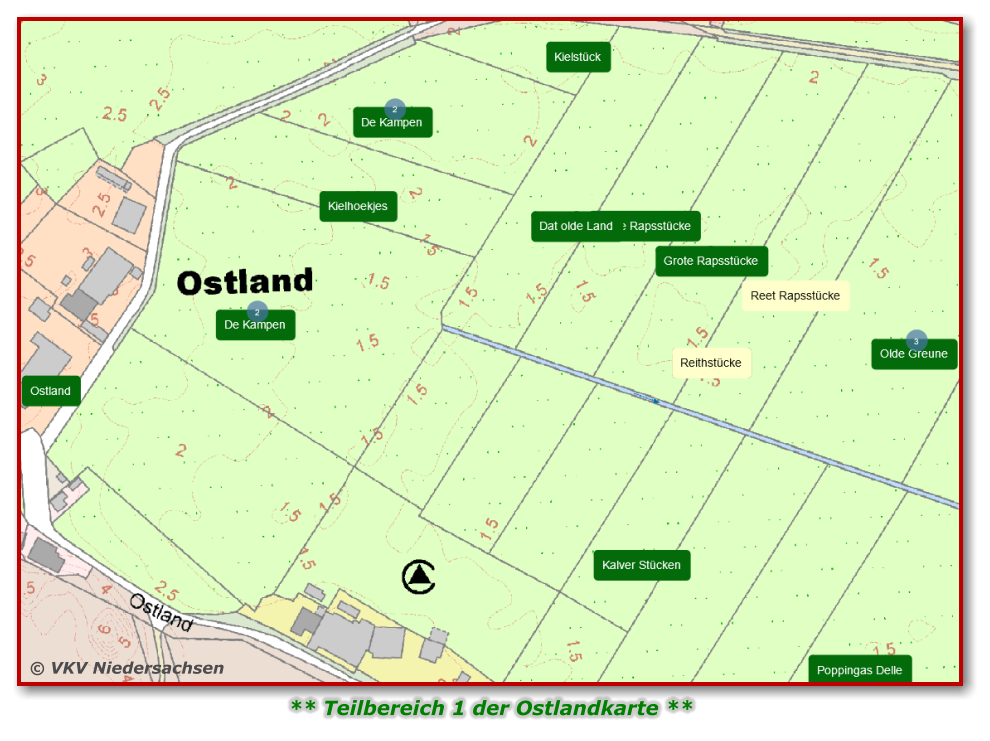 ** Teilbereich 1 der Ostlandkarte ** © VKV Niedersachsen