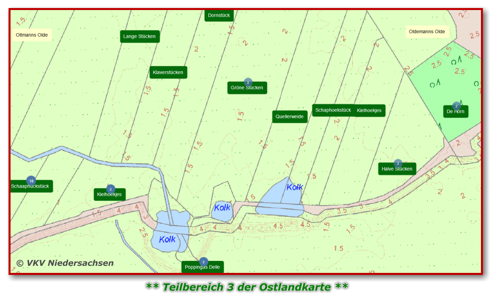 © VKV Niedersachsen ** Teilbereich 3 der Ostlandkarte **