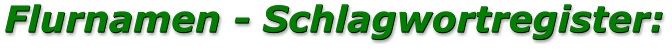 Flurnamen - Schlagwortregister: Flurnamen - Schlagwortregister: